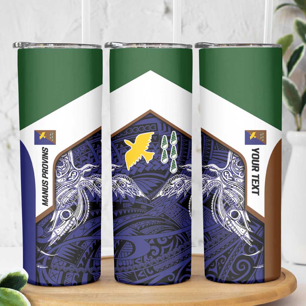 Personalised PNG Manus Province Skinny Tumbler Bird of Paradise Tattoo Flag Motif LT9 - Polynesian Pride