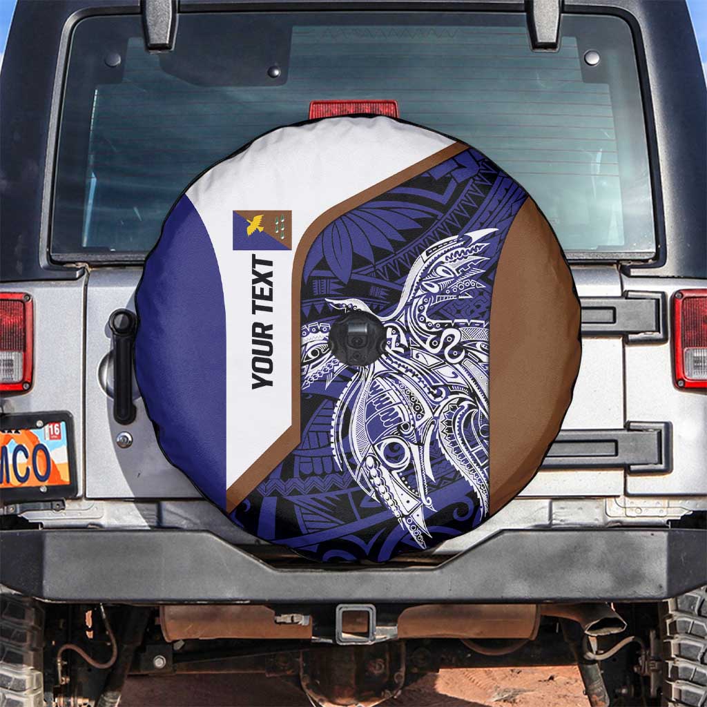 Personalised PNG Manus Province Spare Tire Cover Bird of Paradise Tattoo Flag Motif LT9 Blue - Polynesian Pride
