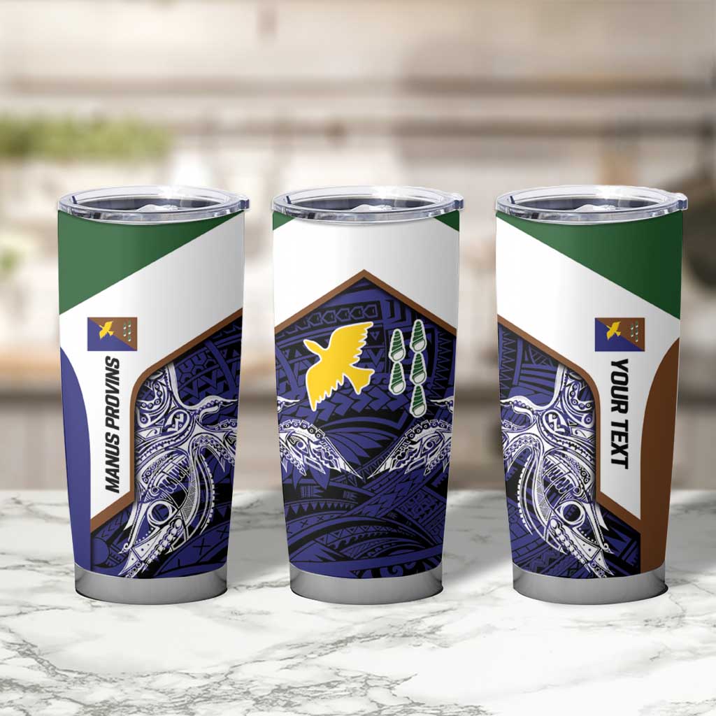 Personalised PNG Manus Province Tumbler Cup Bird of Paradise Tattoo Flag Motif LT9 - Polynesian Pride