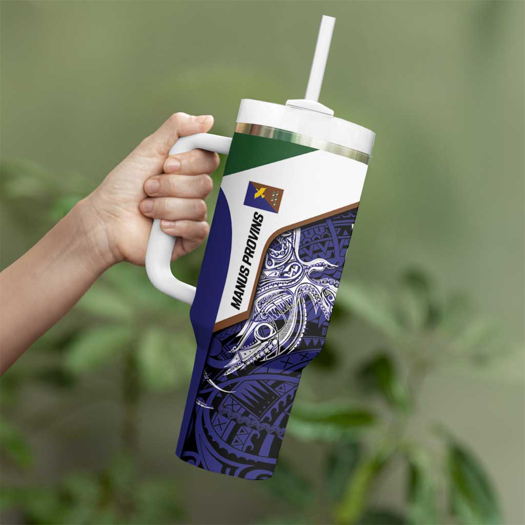 Personalised PNG Manus Province Tumbler With Handle Bird of Paradise Tattoo Flag Motif LT9 - Polynesian Pride
