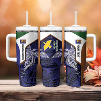Personalised PNG Manus Province Tumbler With Handle Bird of Paradise Tattoo Flag Motif LT9 - Polynesian Pride