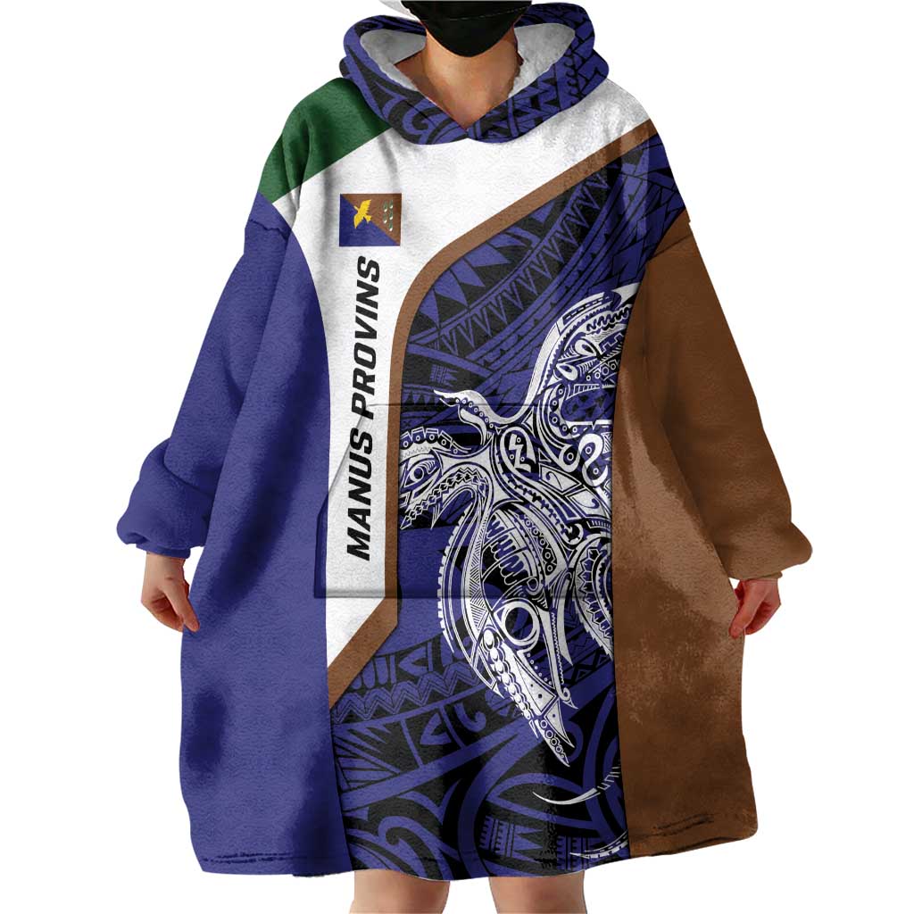 Personalised PNG Manus Province Wearable Blanket Hoodie Bird of Paradise Tattoo Flag Motif LT9 - Polynesian Pride
