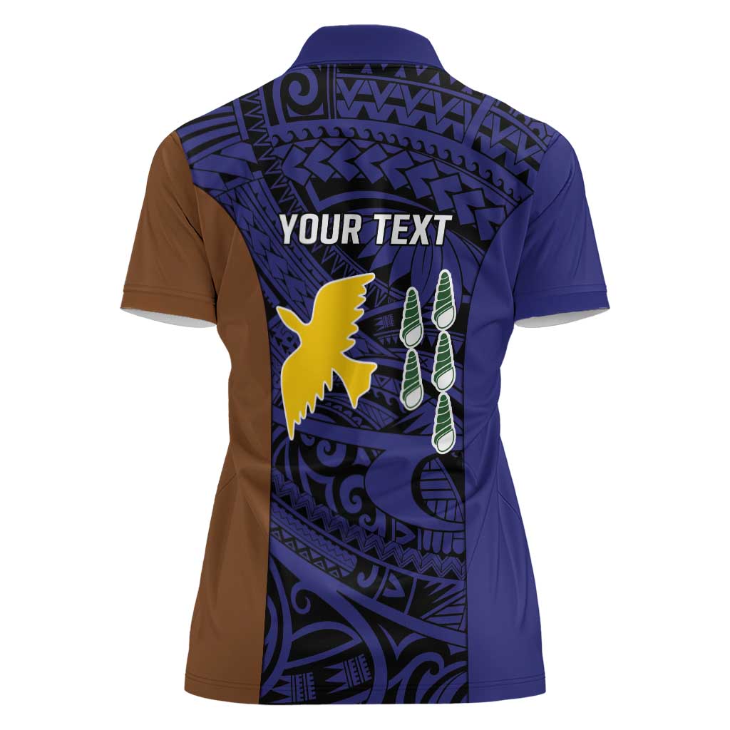 Personalised PNG Manus Province Women Polo Shirt Bird of Paradise Tattoo Flag Motif LT9 - Polynesian Pride