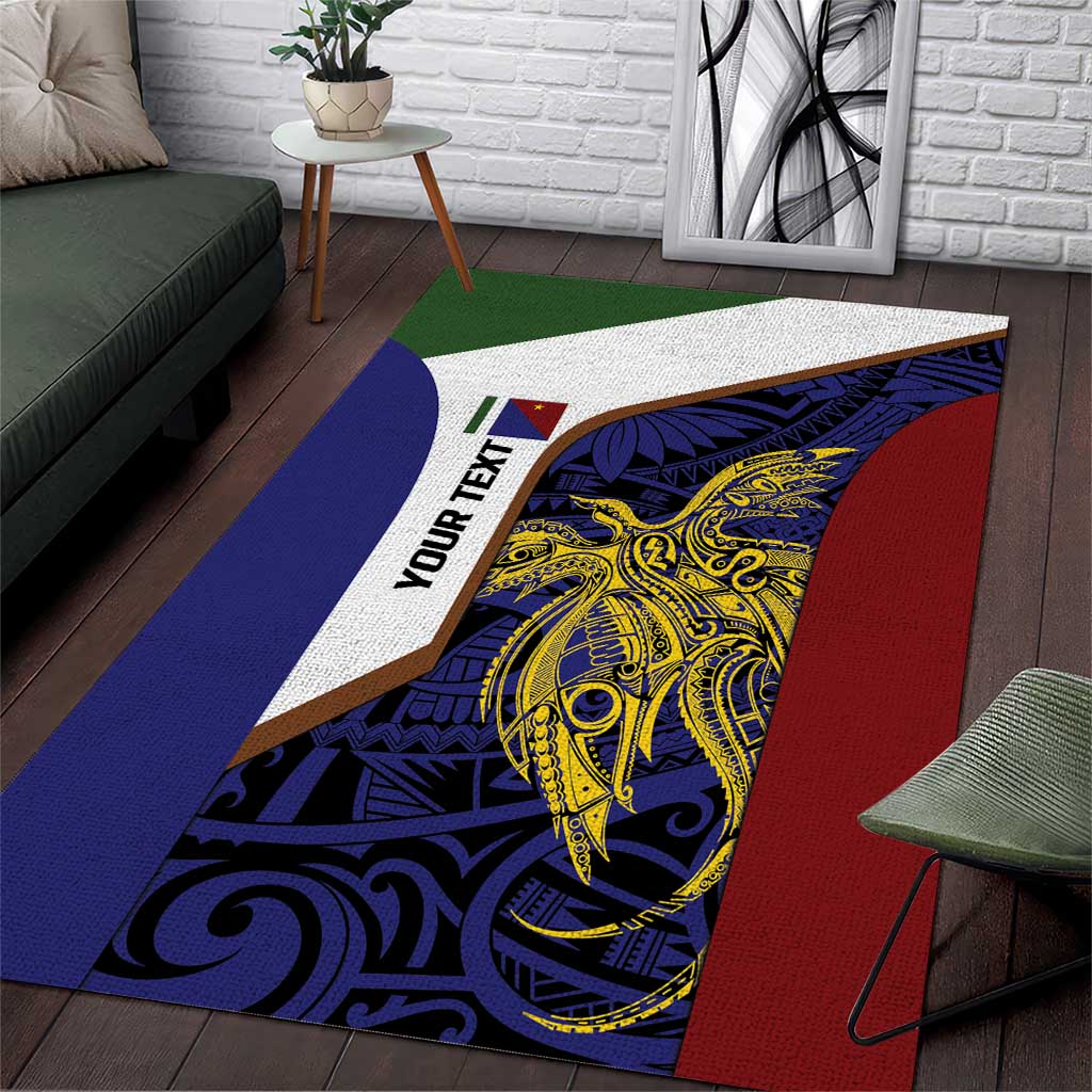 Personalised PNG Milne Bay Province Area Rug Bird of Paradise Tattoo Flag Motif LT9 Blue - Polynesian Pride