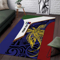 Personalised PNG Milne Bay Province Area Rug Bird of Paradise Tattoo Flag Motif LT9 Blue - Polynesian Pride