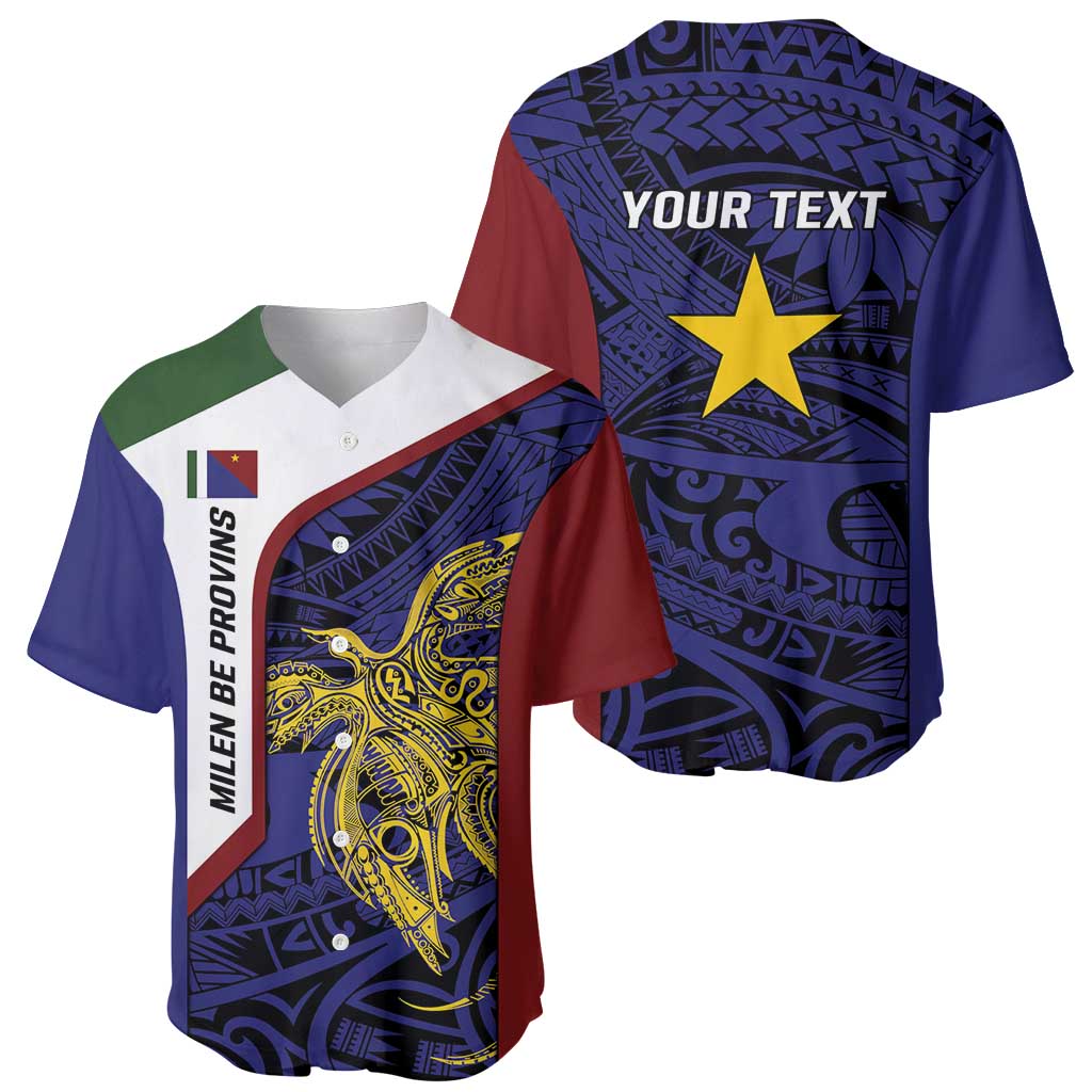 Personalised PNG Milne Bay Province Baseball Jersey Bird of Paradise Tattoo Flag Motif LT9 - Polynesian Pride
