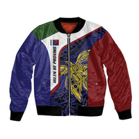 Personalised PNG Milne Bay Province Bomber Jacket Bird of Paradise Tattoo Flag Motif - Polynesian Pride