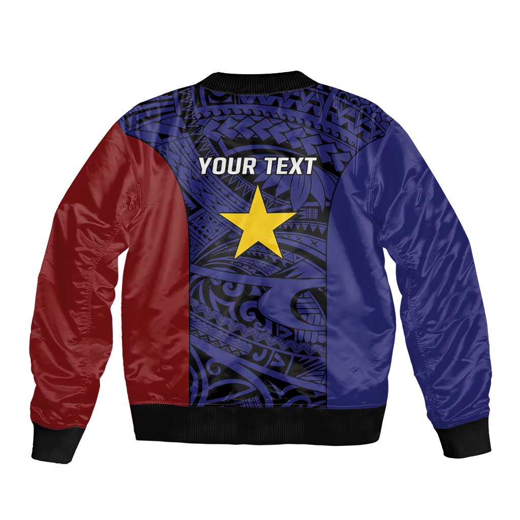 Personalised PNG Milne Bay Province Bomber Jacket Bird of Paradise Tattoo Flag Motif - Polynesian Pride
