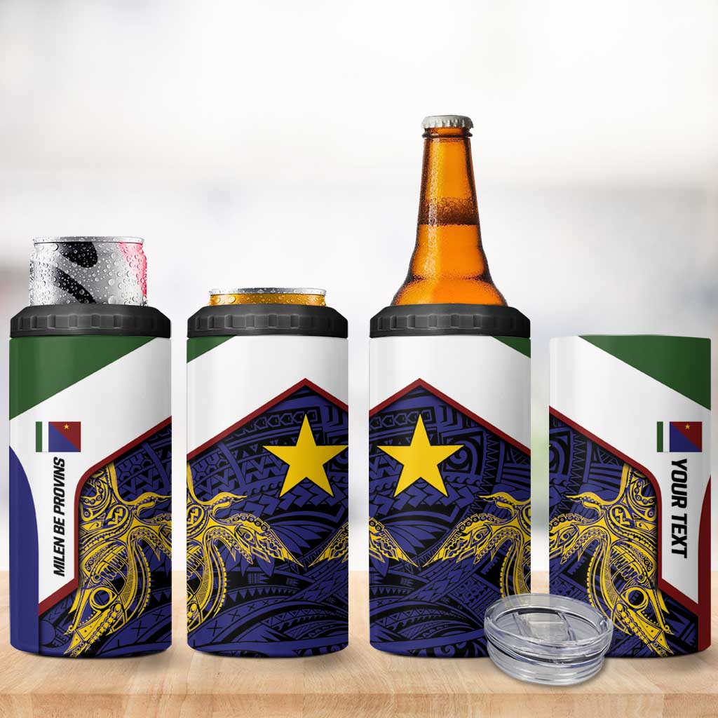 Personalised PNG Milne Bay Province 4 in 1 Can Cooler Tumbler Bird of Paradise Tattoo Flag Motif LT9 - Polynesian Pride