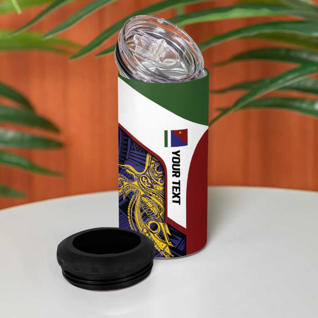 Personalised PNG Milne Bay Province 4 in 1 Can Cooler Tumbler Bird of Paradise Tattoo Flag Motif LT9 - Polynesian Pride