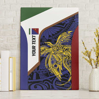 Personalised PNG Milne Bay Province Canvas Wall Art Bird of Paradise Tattoo Flag Motif LT9 Without Frame Blue - Polynesian Pride