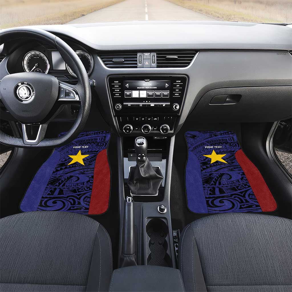 Personalised PNG Milne Bay Province Car Mats Bird of Paradise Tattoo Flag Motif LT9 Set 2pcs - Front Blue - Polynesian Pride