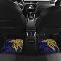 Personalised PNG Milne Bay Province Car Mats Bird of Paradise Tattoo Flag Motif LT9 Set 2pcs - Back Blue - Polynesian Pride