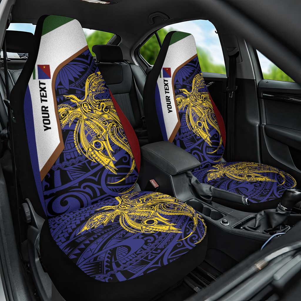 Personalised PNG Milne Bay Province Car Seat Cover Bird of Paradise Tattoo Flag Motif LT9 One Size Blue - Polynesian Pride