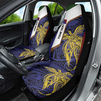 Personalised PNG Milne Bay Province Car Seat Cover Bird of Paradise Tattoo Flag Motif LT9 - Polynesian Pride