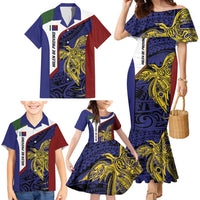 Personalised PNG Milne Bay Province Family Matching Mermaid Dress and Hawaiian Shirt Bird of Paradise Tattoo Flag Motif LT9 - Polynesian Pride
