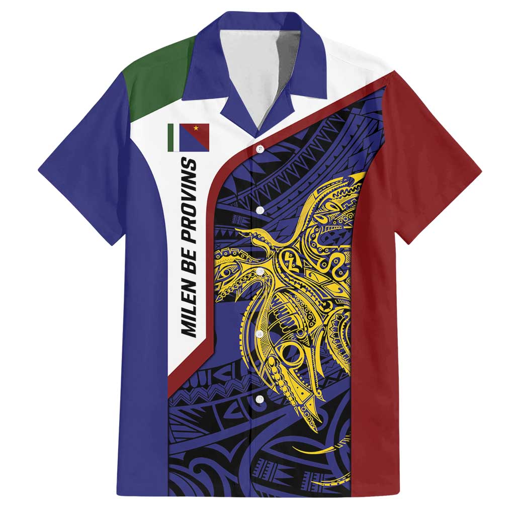 Personalised PNG Milne Bay Province Family Matching Off Shoulder Maxi Dress and Hawaiian Shirt Bird of Paradise Tattoo Flag Motif LT9 Dad's Shirt - Short Sleeve Blue - Polynesian Pride