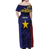 Personalised PNG Milne Bay Province Family Matching Off Shoulder Maxi Dress and Hawaiian Shirt Bird of Paradise Tattoo Flag Motif LT9 - Polynesian Pride