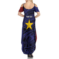 Personalised PNG Milne Bay Province Family Matching Summer Maxi Dress and Hawaiian Shirt Bird of Paradise Tattoo Flag Motif LT9 - Polynesian Pride