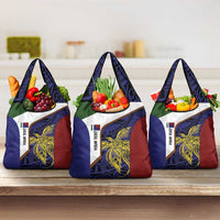 Personalised PNG Milne Bay Province Grocery Bag Bird of Paradise Tattoo Flag Motif LT9 3-pack One Size Blue - Polynesian Pride