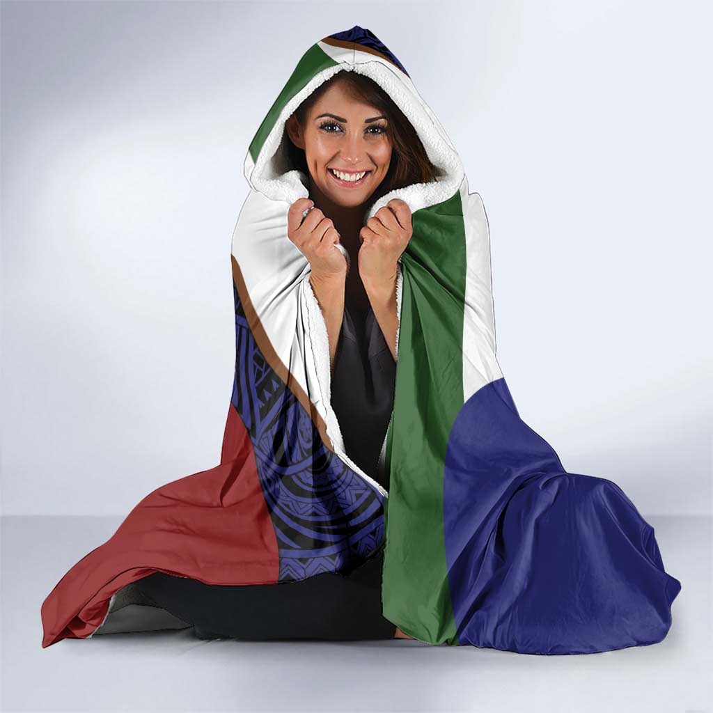 Personalised PNG Milne Bay Province Hooded Blanket Bird of Paradise Tattoo Flag Motif LT9 - Polynesian Pride