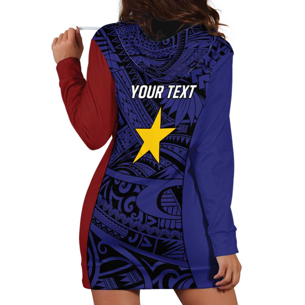 Personalised PNG Milne Bay Province Hoodie Dress Bird of Paradise Tattoo Flag Motif LT9 - Polynesian Pride