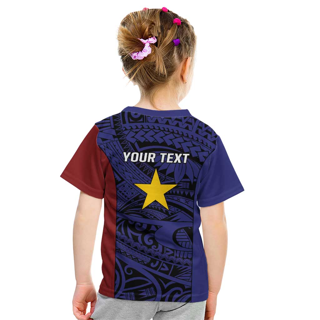 Personalised PNG Milne Bay Province Kid T Shirt Bird of Paradise Tattoo Flag Motif LT9 - Polynesian Pride