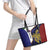 Personalised PNG Milne Bay Province Leather Tote Bag Bird of Paradise Tattoo Flag Motif - Polynesian Pride