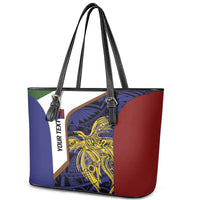 Personalised PNG Milne Bay Province Leather Tote Bag Bird of Paradise Tattoo Flag Motif LT9 - Polynesian Pride