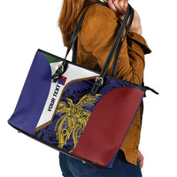 Personalised PNG Milne Bay Province Leather Tote Bag Bird of Paradise Tattoo Flag Motif LT9 - Polynesian Pride