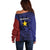 Personalised PNG Milne Bay Province Off Shoulder Sweater Bird of Paradise Tattoo Flag Motif - Polynesian Pride
