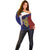 Personalised PNG Milne Bay Province Off Shoulder Sweater Bird of Paradise Tattoo Flag Motif - Polynesian Pride