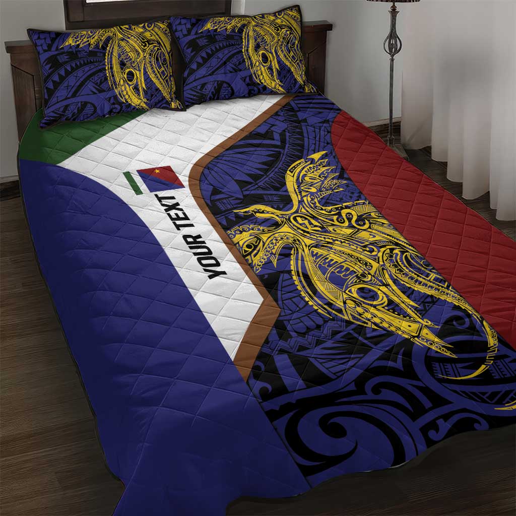 Personalised PNG Milne Bay Province Quilt Bed Set Bird of Paradise Tattoo Flag Motif - Polynesian Pride