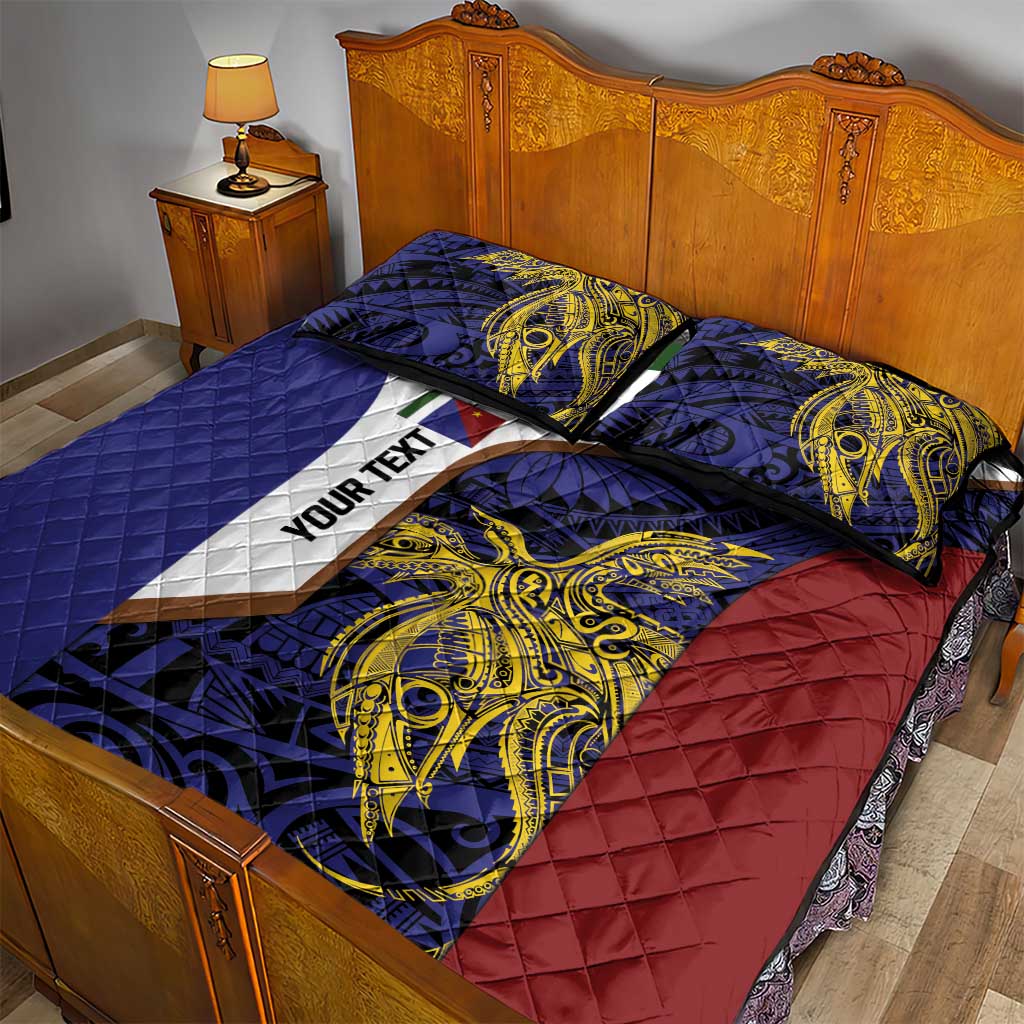 Personalised PNG Milne Bay Province Quilt Bed Set Bird of Paradise Tattoo Flag Motif LT9 - Polynesian Pride