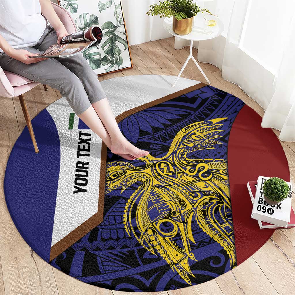 Personalised PNG Milne Bay Province Round Carpet Bird of Paradise Tattoo Flag Motif LT9 - Polynesian Pride