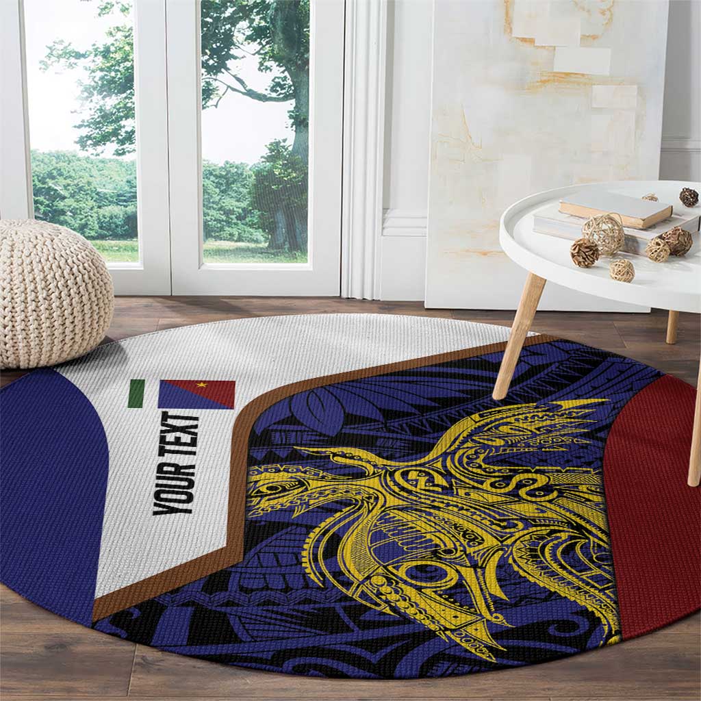 Personalised PNG Milne Bay Province Round Carpet Bird of Paradise Tattoo Flag Motif LT9 - Polynesian Pride