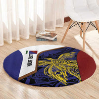Personalised PNG Milne Bay Province Round Carpet Bird of Paradise Tattoo Flag Motif LT9 - Polynesian Pride