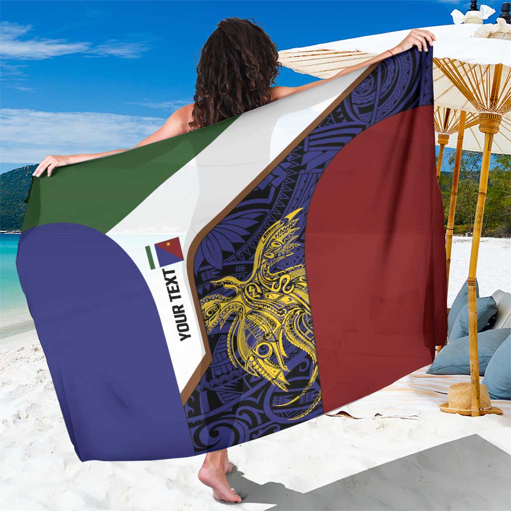 Personalised PNG Milne Bay Province Sarong Bird of Paradise Tattoo Flag Motif LT9 One Size 44 x 66 inches Blue - Polynesian Pride