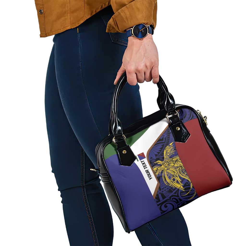 Personalised PNG Milne Bay Province Shoulder Handbag Bird of Paradise Tattoo Flag Motif LT9 - Polynesian Pride