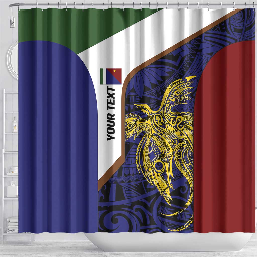 Personalised PNG Milne Bay Province Shower Curtain Bird of Paradise Tattoo Flag Motif LT9 - Polynesian Pride