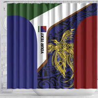 Personalised PNG Milne Bay Province Shower Curtain Bird of Paradise Tattoo Flag Motif LT9 - Polynesian Pride