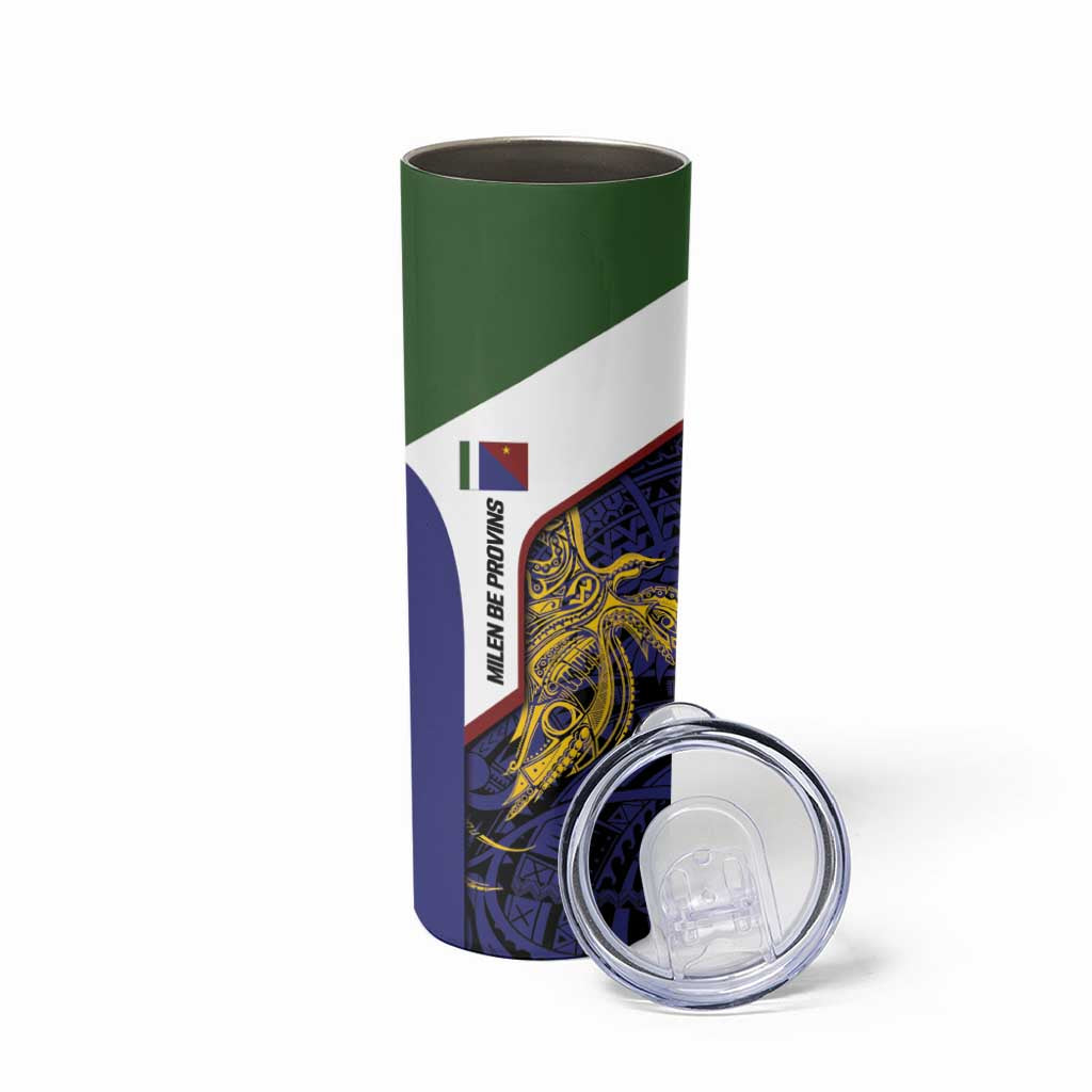 Personalised PNG Milne Bay Province Skinny Tumbler Bird of Paradise Tattoo Flag Motif LT9 - Polynesian Pride