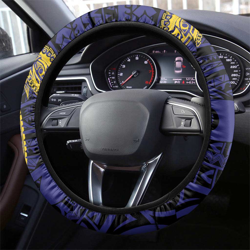 PNG Milne Bay Province Steering Wheel Cover Bird of Paradise Tattoo Flag Motif LT9 - Polynesian Pride