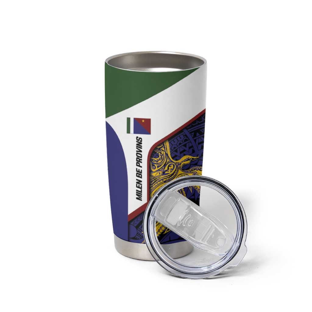 Personalised PNG Milne Bay Province Tumbler Cup Bird of Paradise Tattoo Flag Motif LT9 - Polynesian Pride