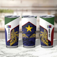 Personalised PNG Milne Bay Province Tumbler Cup Bird of Paradise Tattoo Flag Motif LT9 - Polynesian Pride