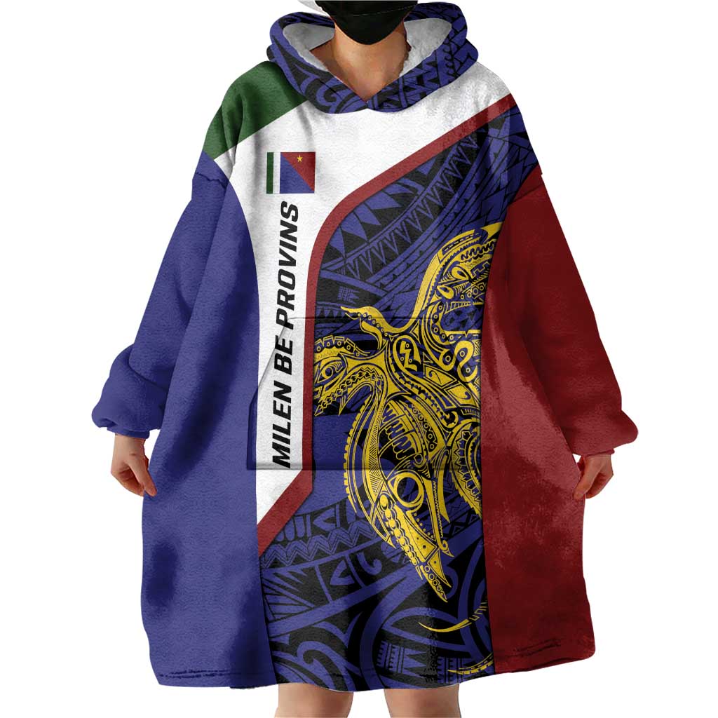 Personalised PNG Milne Bay Province Wearable Blanket Hoodie Bird of Paradise Tattoo Flag Motif LT9 - Polynesian Pride