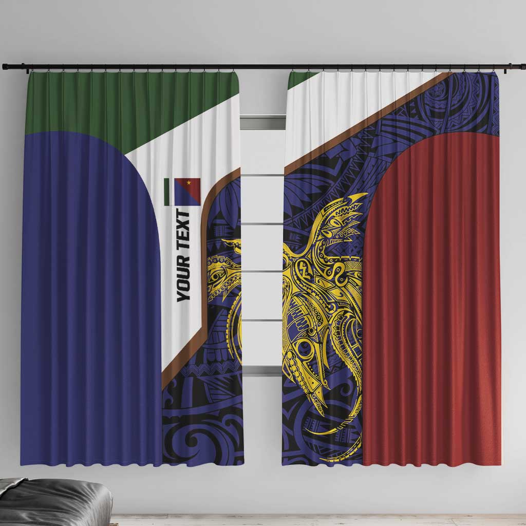 Personalised PNG Milne Bay Province Window Curtain Bird of Paradise Tattoo Flag Motif LT9 With Hooks Blue - Polynesian Pride