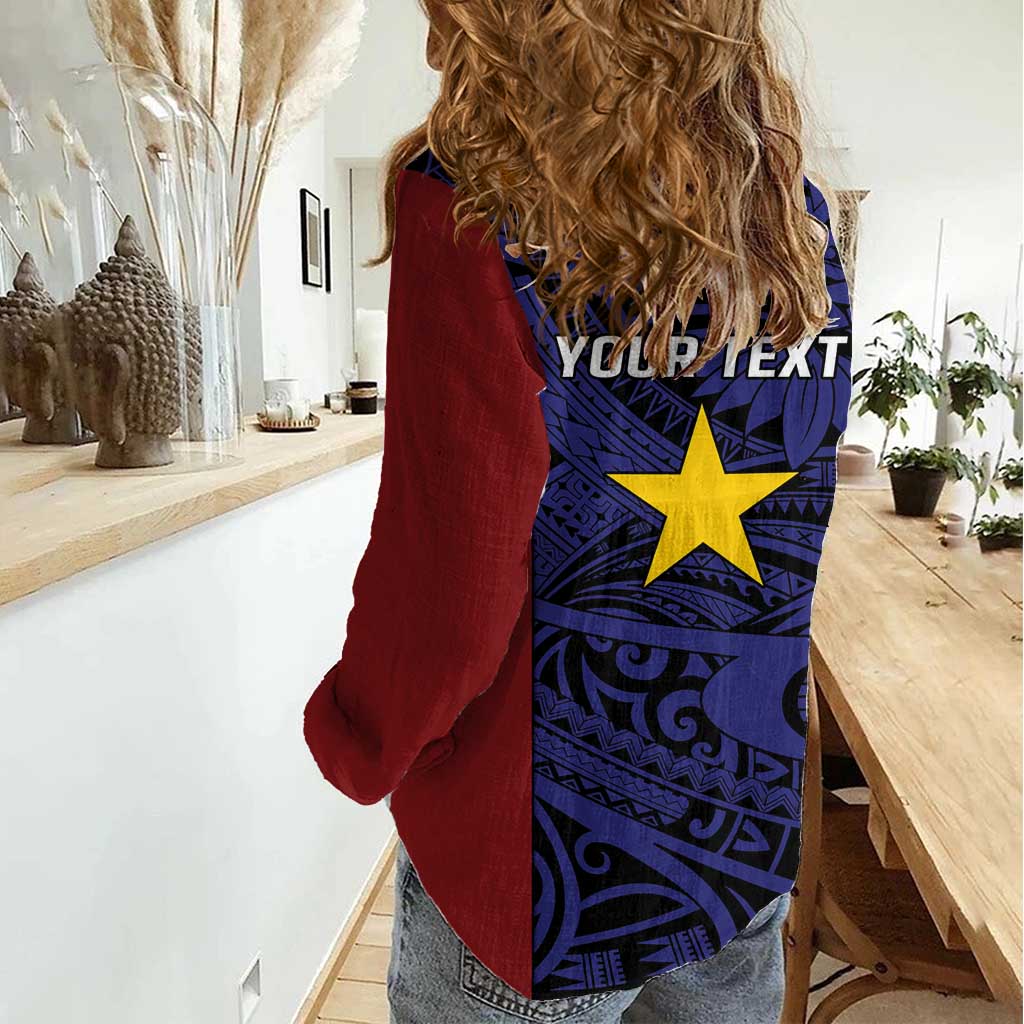 Personalised PNG Milne Bay Province Women Casual Shirt Bird of Paradise Tattoo Flag Motif LT9 - Polynesian Pride