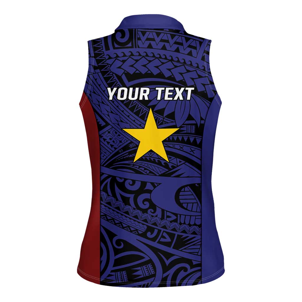 Personalised PNG Milne Bay Province Women Sleeveless Polo Shirt Bird of Paradise Tattoo Flag Motif LT9 - Polynesian Pride