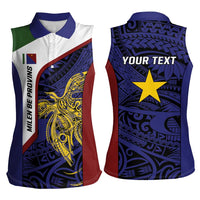 Personalised PNG Milne Bay Province Women Sleeveless Polo Shirt Bird of Paradise Tattoo Flag Motif LT9 - Polynesian Pride
